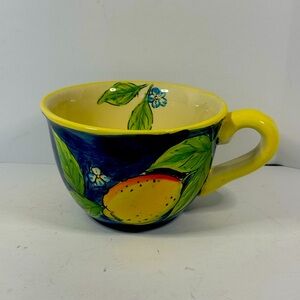 Blue Lemons Ceramic Cup With Lemons